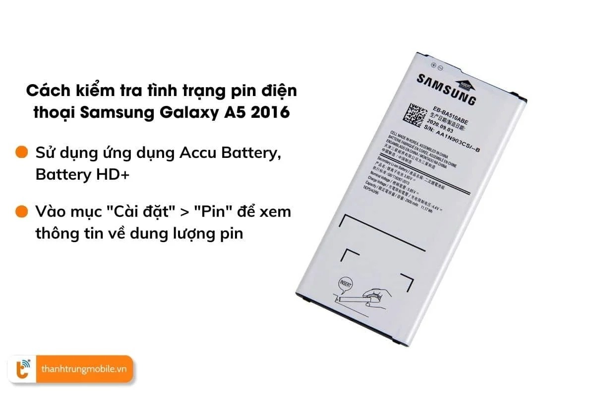 cach kiem tra tinh trang pin samsung a5 2016