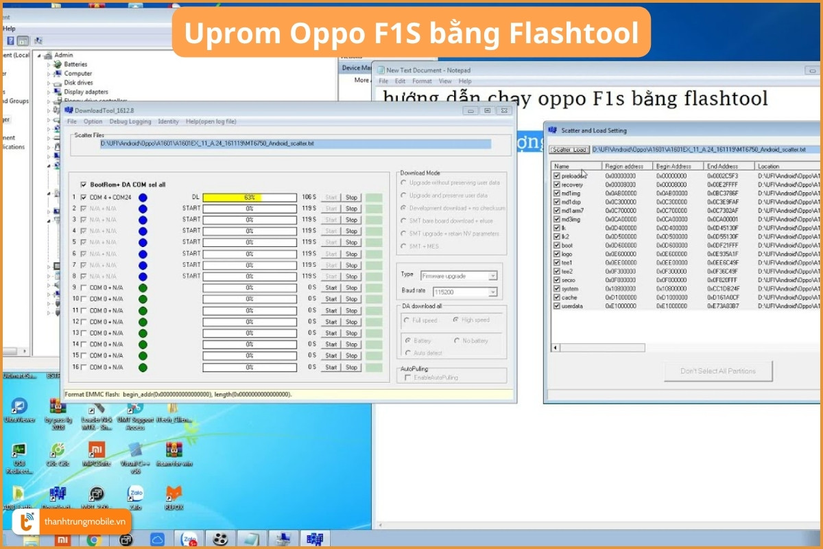 Chạy lại phần mềm Oppo - Uprom Oppo F1S bằng Flashtool
