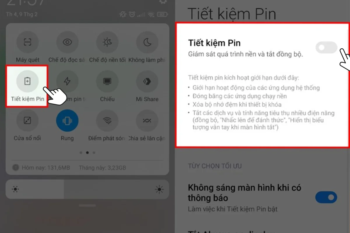 chế độ tiết kiệm pin