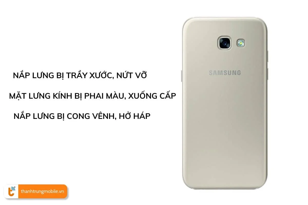 dau hieu can thay nap lung, kinh lung samsung a5 2017