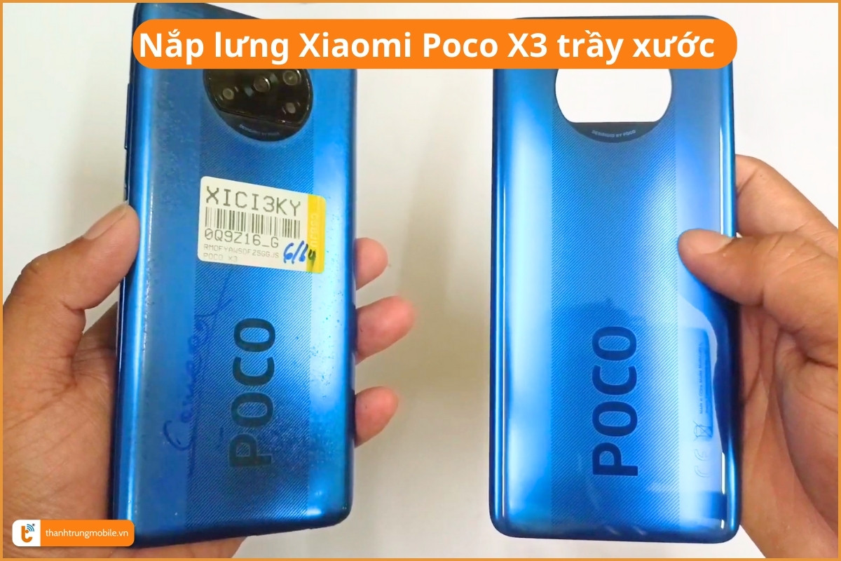 Nắp lưng Xiaomi Poco X3 trầy xước