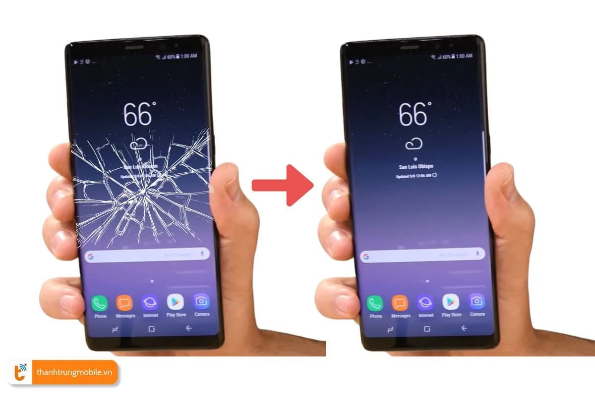 những trường hợp cần thay mặt kính Samsung note 8