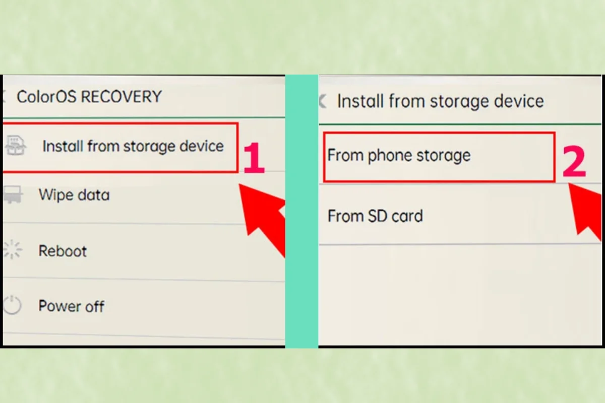 Sử dụng tùy chọn Install from storage device