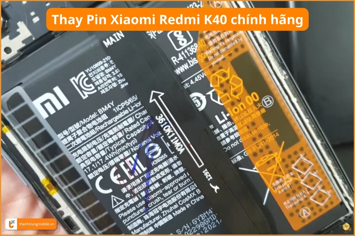 Thay pin Xiaomi Redmi K40 zin chính hãng