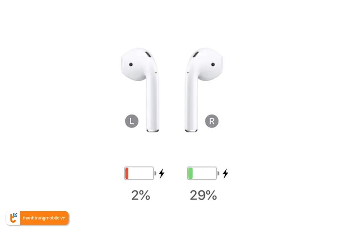 Tình trạng một bên tai nghe AirPods 1 nhanh hết pin hơn bên còn lại