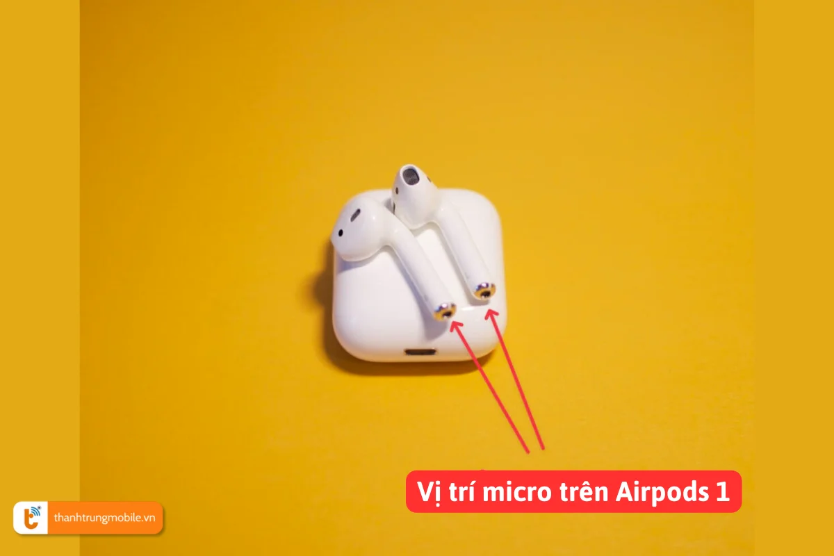 Vị trí micro trên AirPods 1, dễ bị hư hỏng do bụi bẩn, nước vào