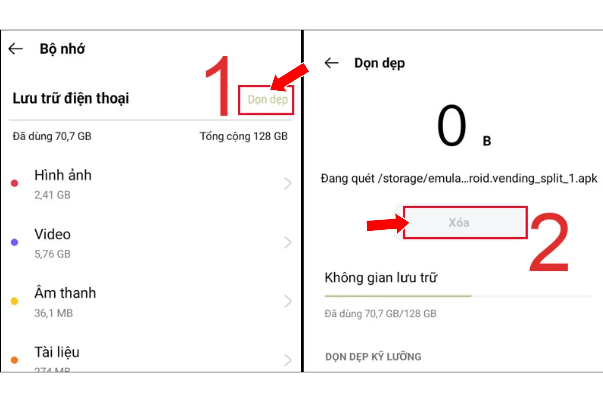 Xóa dữ liệu và bộ nhớ cache của ứng dụng camera