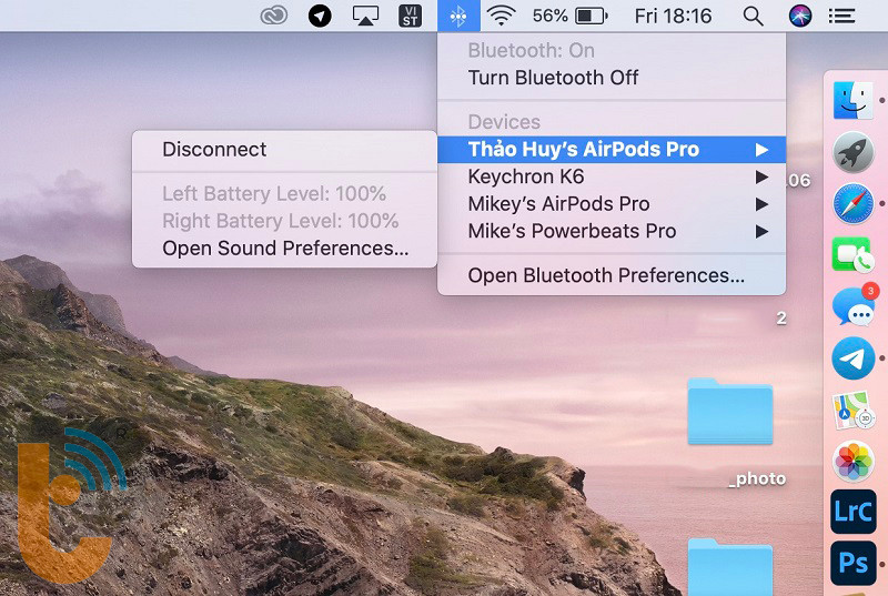 Kiểm tra pin AirPods trên Mac
