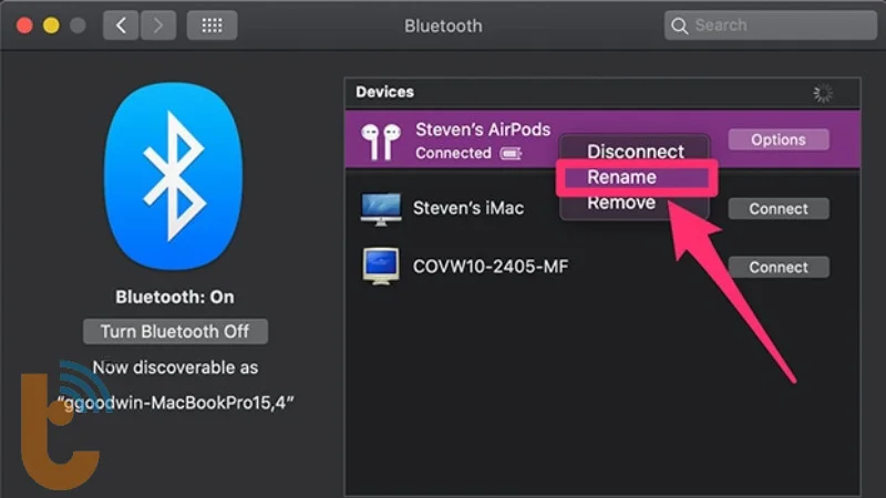 Đổi tên AirPods trên máy tính Mac