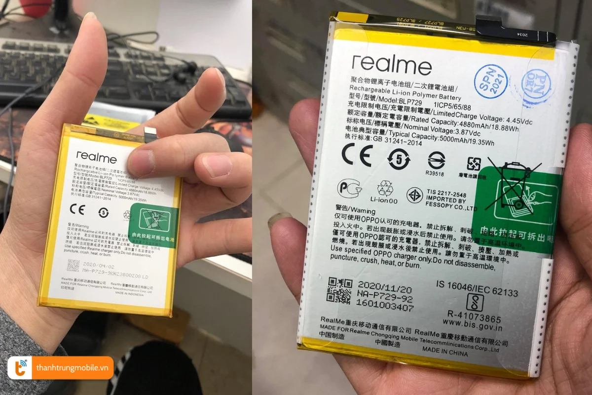 Sử dụng pin Realme 5 Pro chính hãng đảm bảo an toàn thiết bị