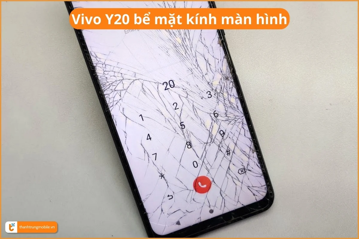 Vivo Y20 bể mặt kính màn hình