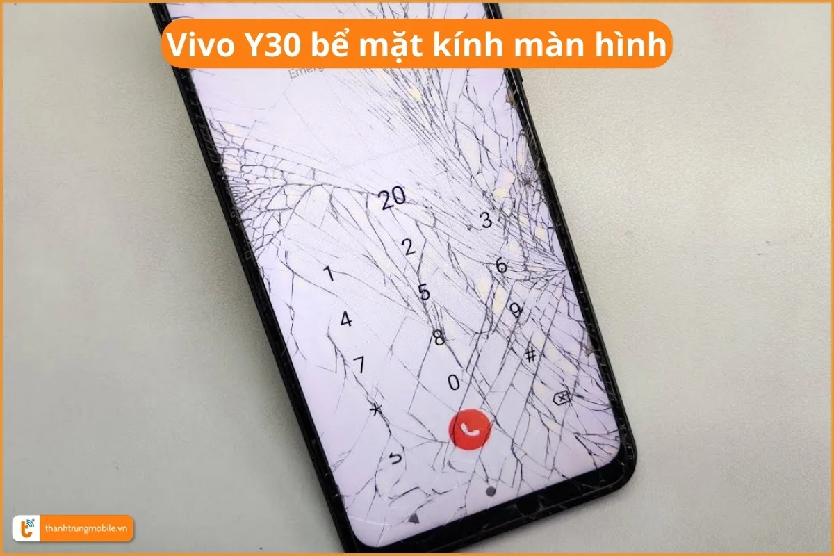 Vivo Y30 bể mặt kính màn hình