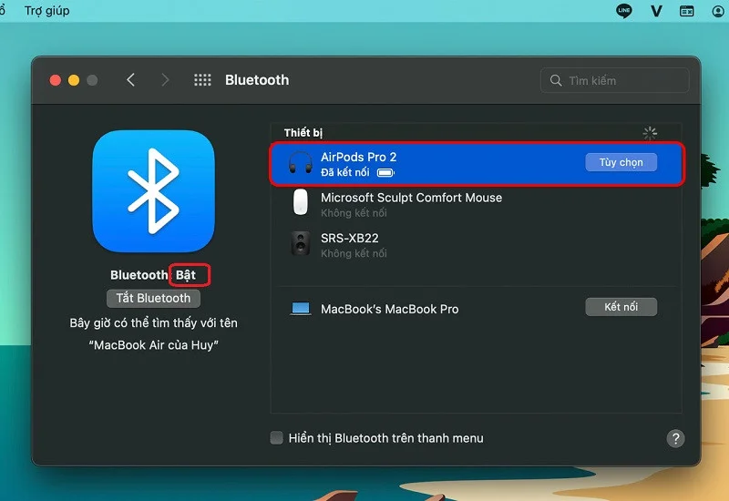Kiểm tra kết nối Bluetooth trên Mac