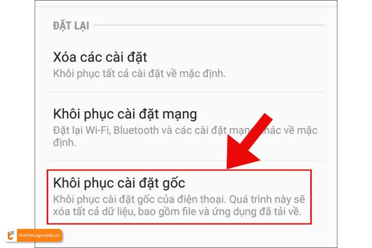 Khôi phục cài đặt gốc cho Samsung A70 mất sóng