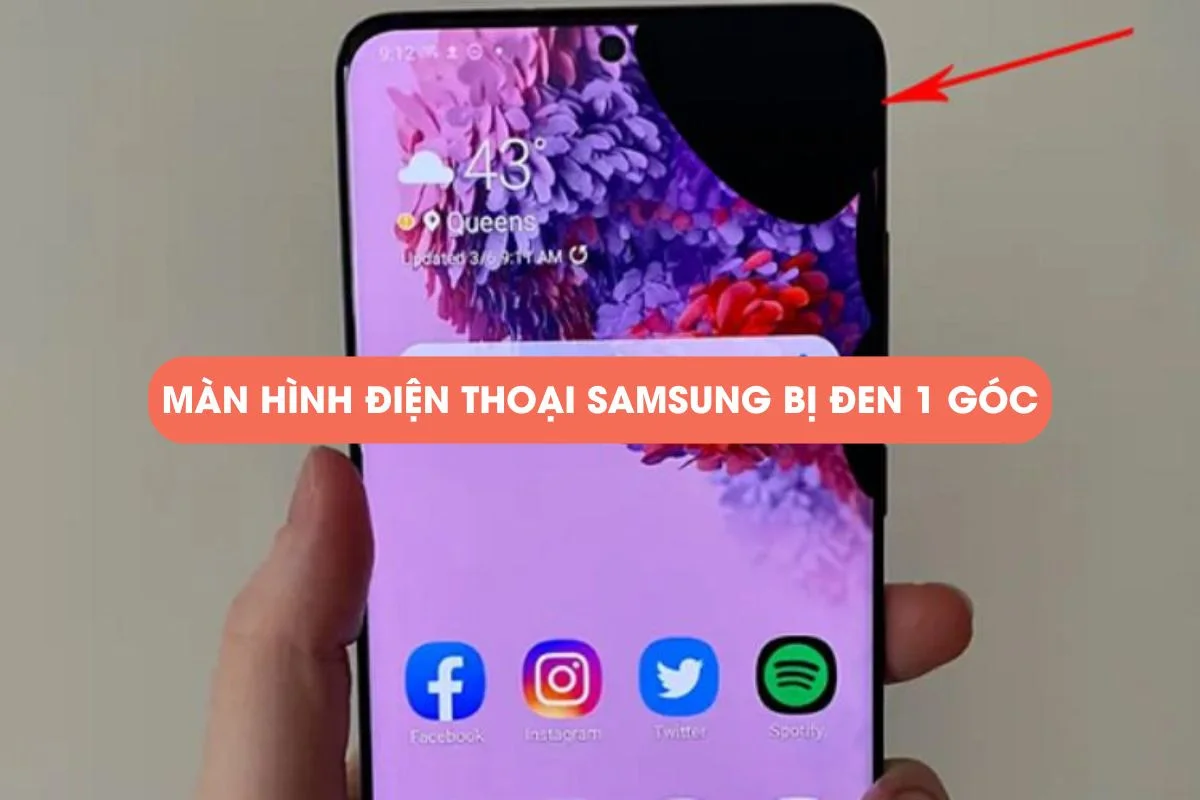 màn hình điện thoại Samsung bị đen 1 góc