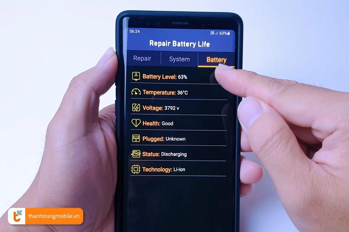 phan mem chan doan pin samsung battery repair life pro