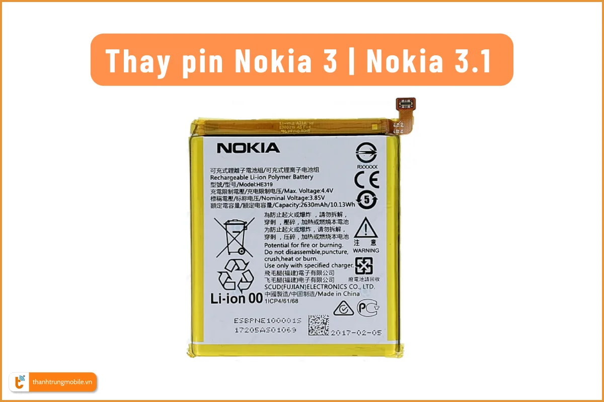 Thay pin Nokia 3 chính hãng