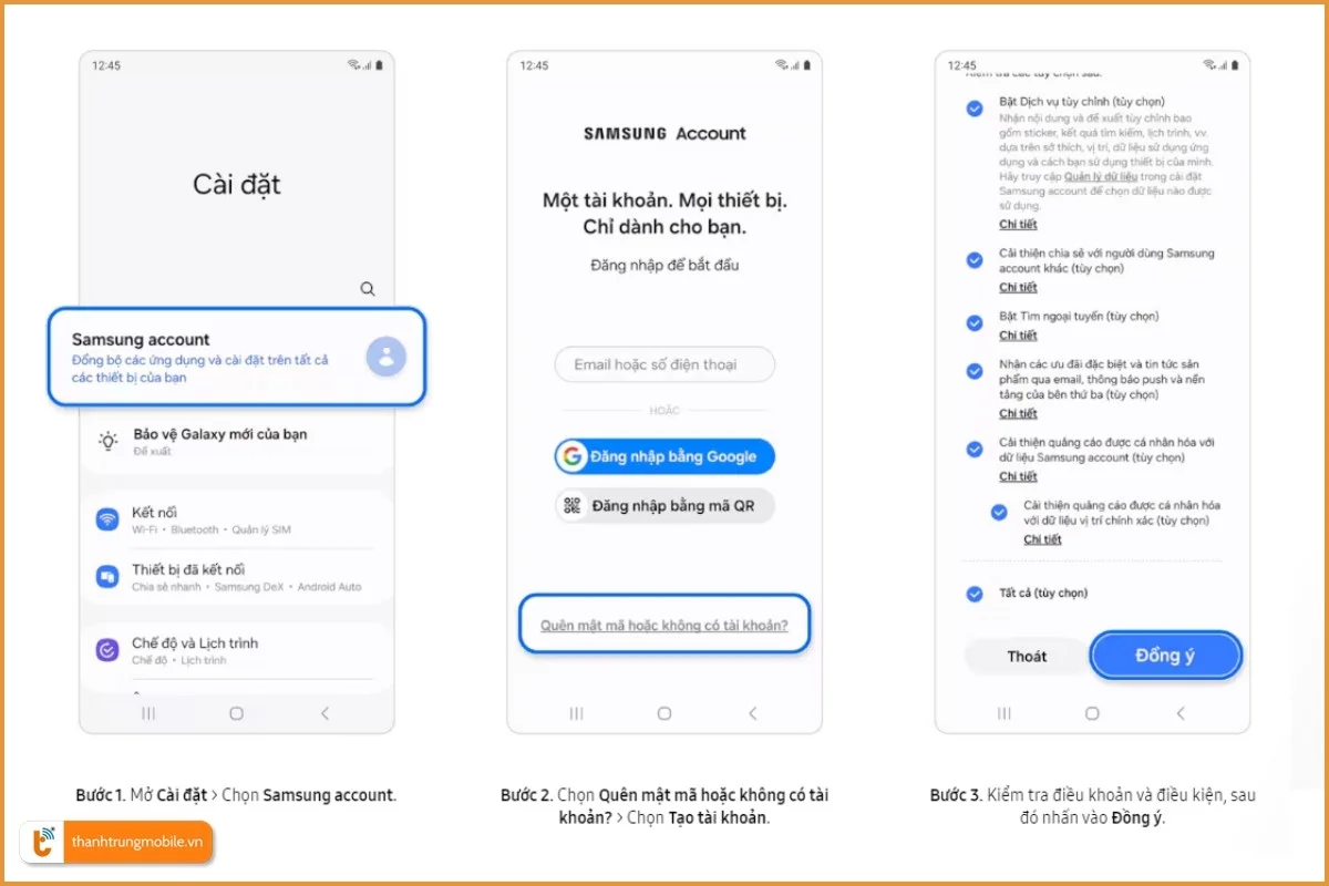 Các bước tạo tài khoản Samsung Account trên điện thoại_01
