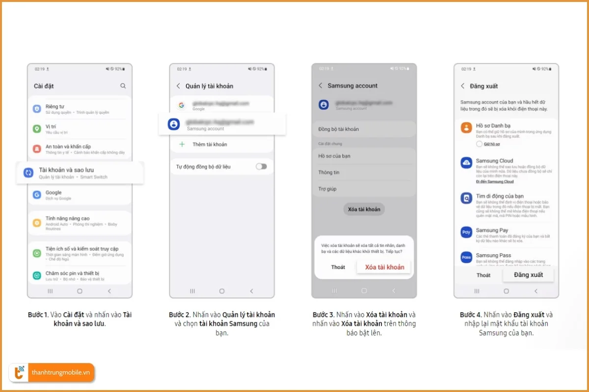 Các bước xóa tài khoản Samsung Account trên điện thoại