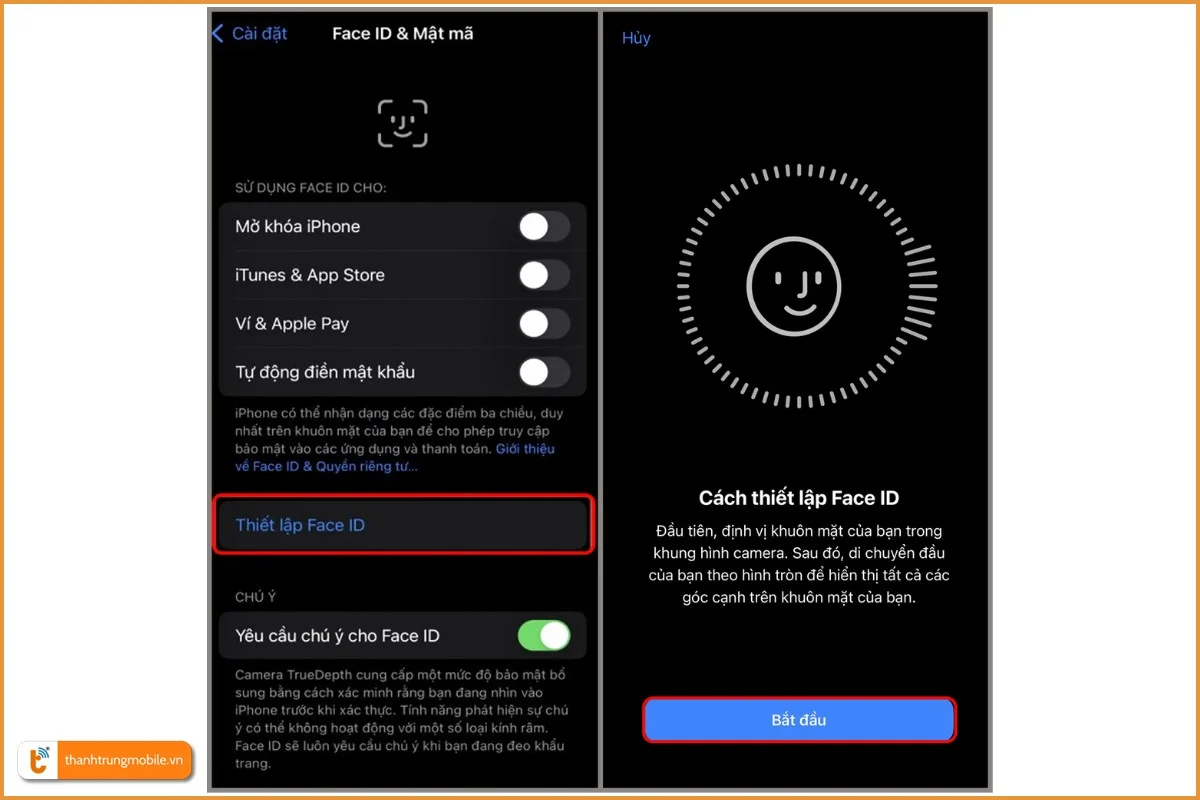 Cách cài đặt Face ID iPhone 15 Pro Max