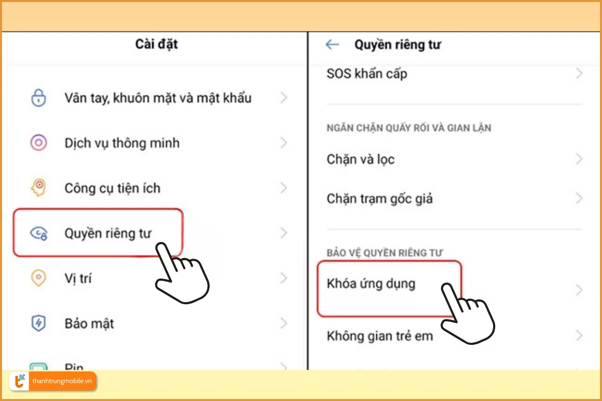 Cách khóa ứng dụng trên điện thoại Realme