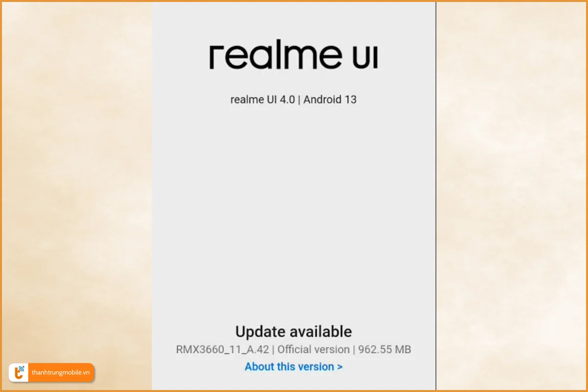 Cập nhật phần mềm realme 