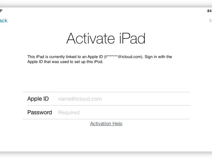 iPad yêu cầu activate