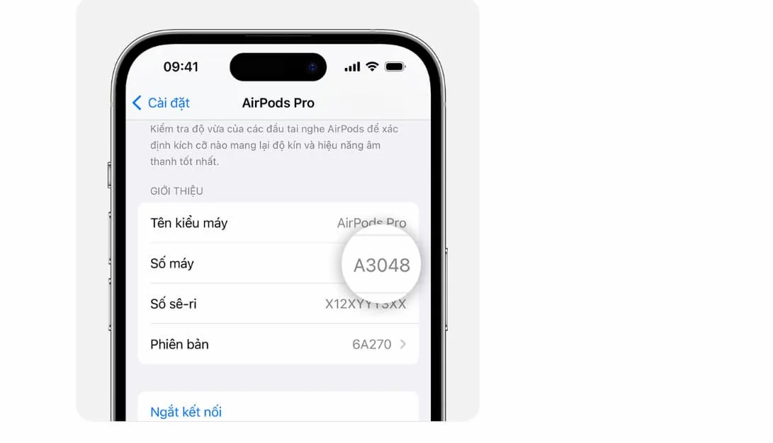 Kiểm tra số Seri trên AirPods