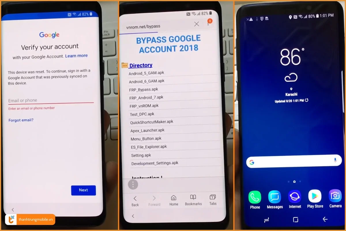 Quy trình Bypass FRP Samsung online
