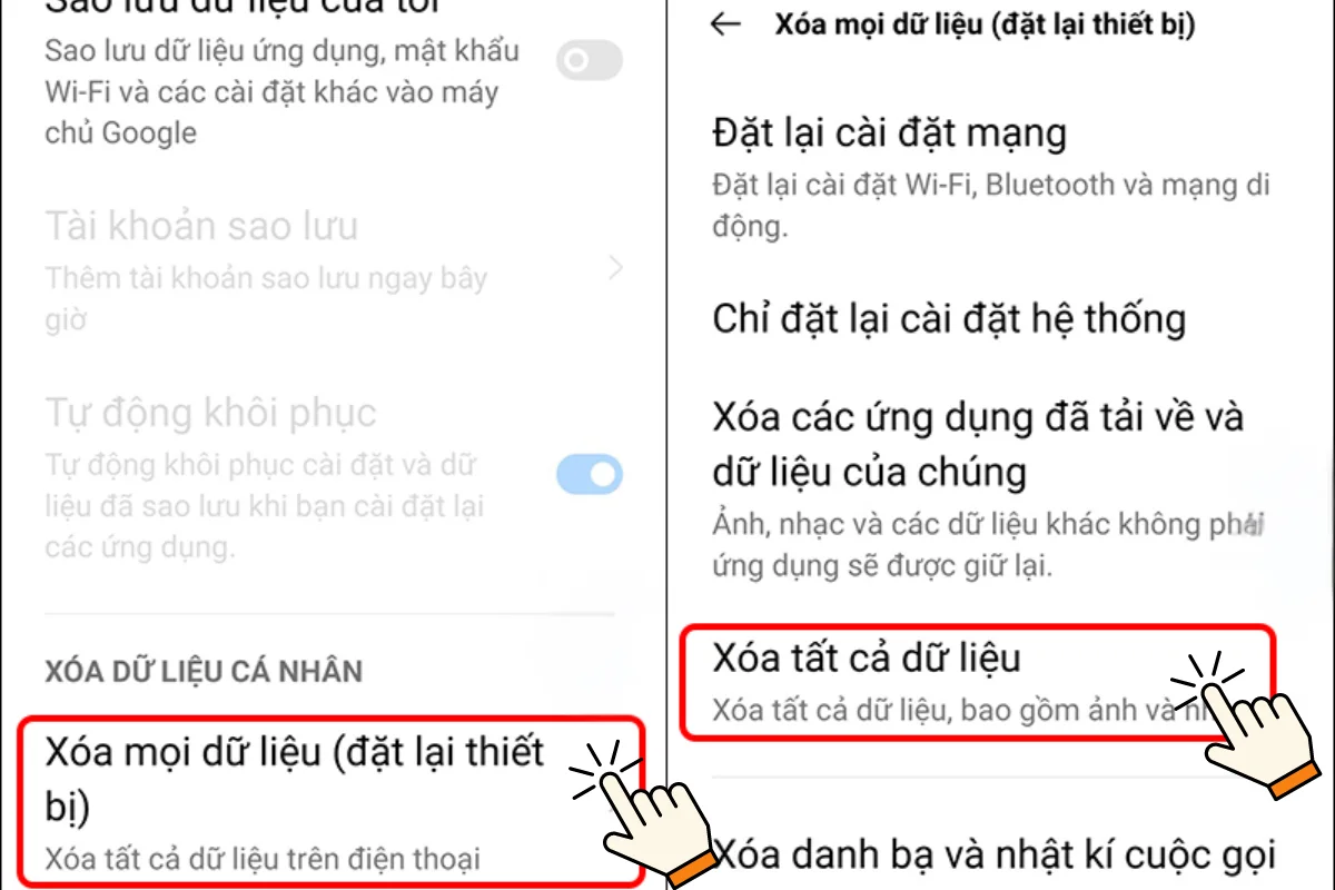 Cách khôi phục cài đặt gốc Realme quaCài đặt