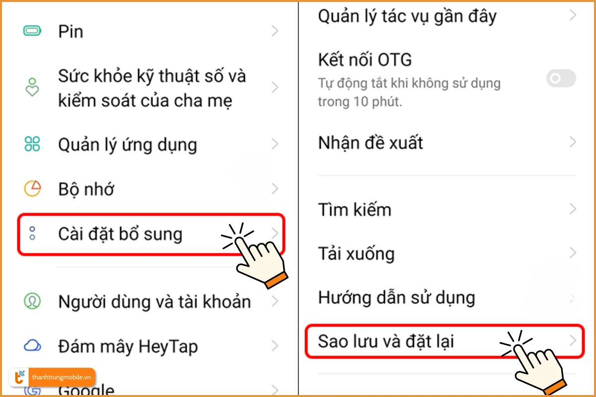 Cách khôi phục cài đặt gốc điện thoại Realme