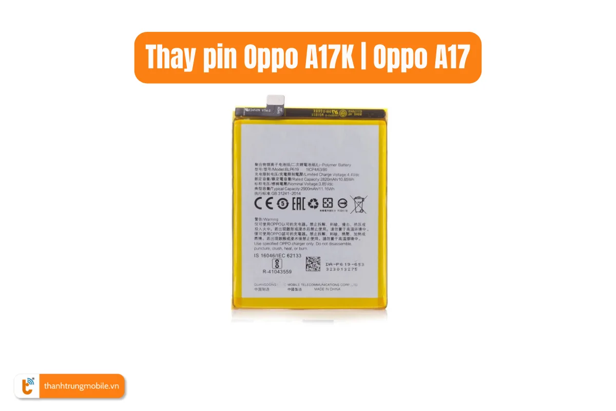 Thay pin Oppo A17K