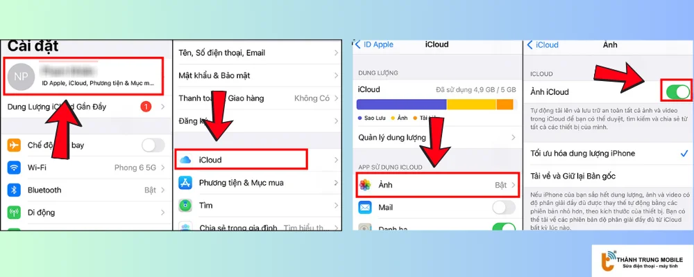 Thiết lập đồng bộ hóa trên iCloud của iPhone
