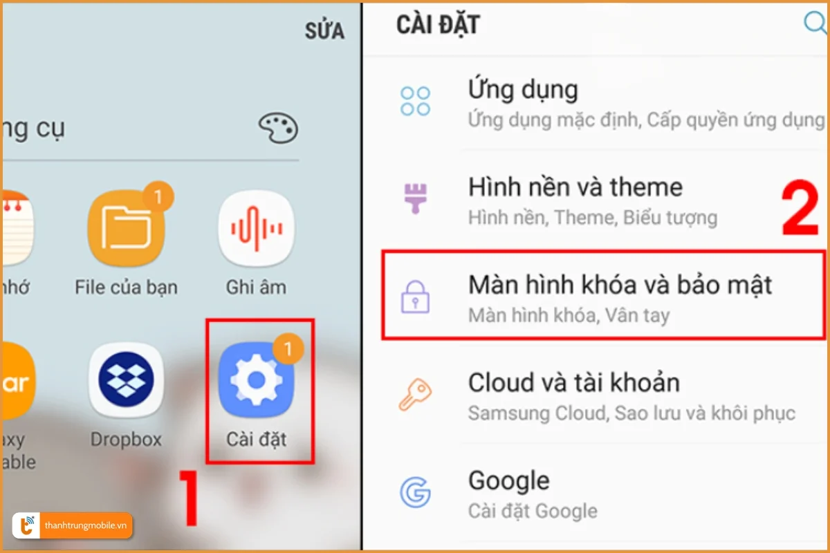 Thiết lập khoá hình vẽ Samsung