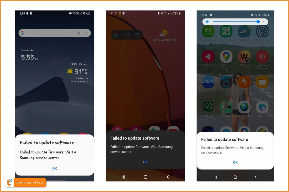 Thông báo cập nhật phần mềm Samsung bị lỗi
