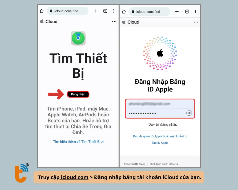 Truy cập icloud.com