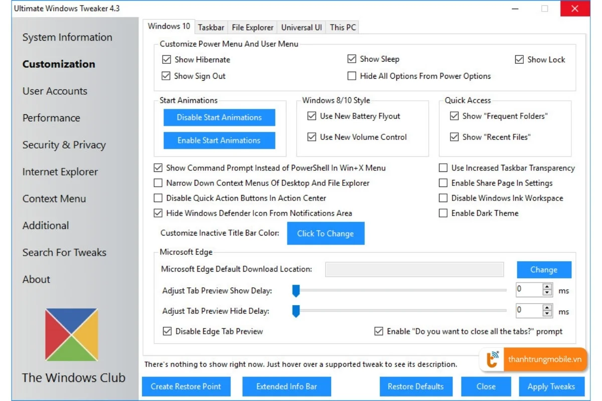 Tweak cho Windows 10 a1