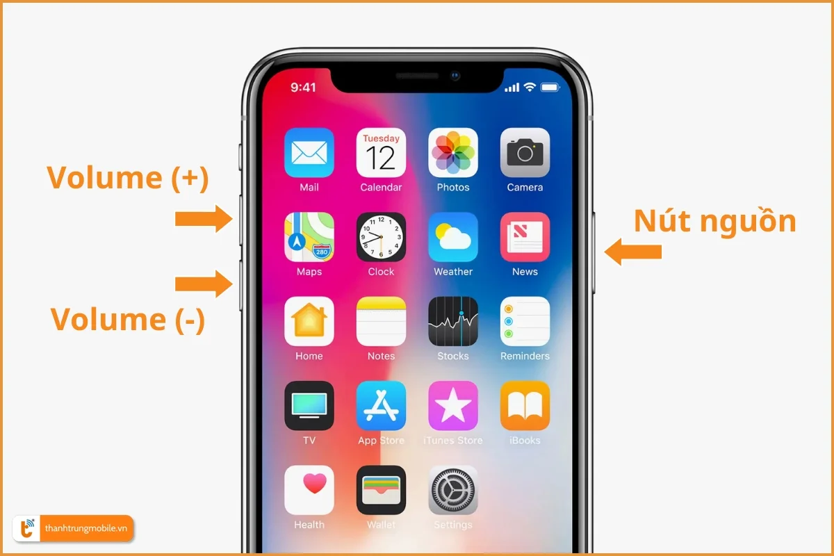 Vị trí các nút bấm trên iPhone X